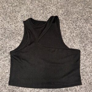 SHEIN Black Asymmetrical Ribbed Crop Top